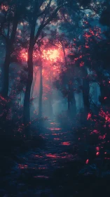 Luminescent Forest Path: Volumetric Rendering of Bioluminescent Woodland Scene