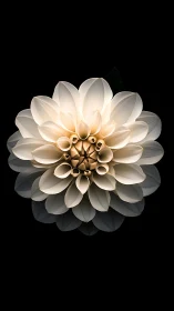 Luminous Dahlia Bloom. Golden center, cream petals, radiant glow.