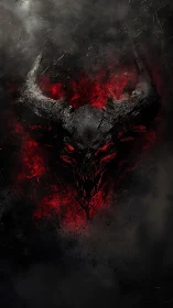 Hellborn horned wraith emerges from embers and shadowed ash.