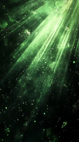 Emerald light rays slice through deep cosmic dust field