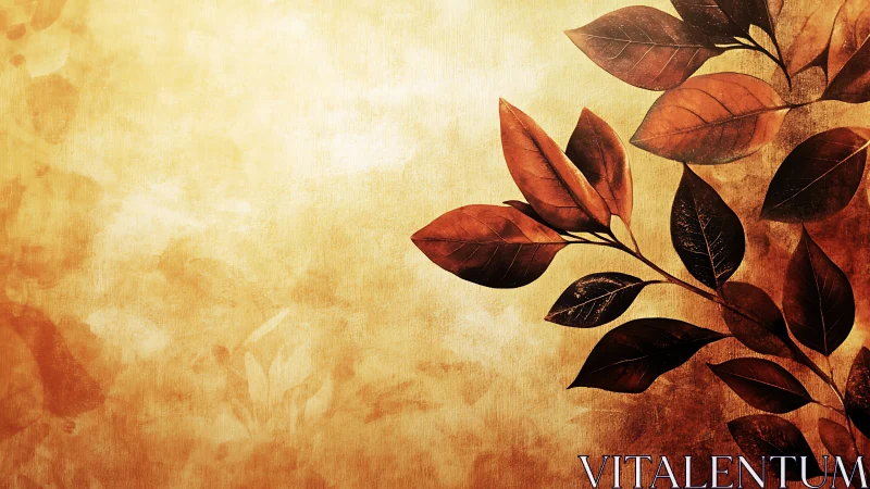 Warm autumn leaves curl across a textured golden canvas