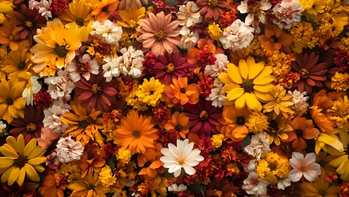 Chromatic Floral Composition: Warm Palette Density.