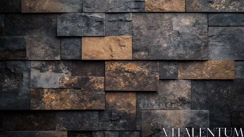 Textured slate stone wall with staggered geometric pattern.