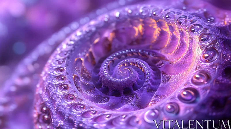 Iridescent violet fractal spiral in luminous macro abstraction.