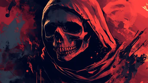 Scarlet Reaper wrapped in molten shadows and quiet menace.