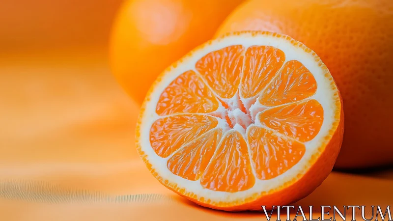 Macro citrus slice in vivid orange tonal harmony. Period.