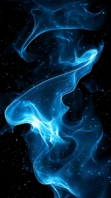 Blue luminous filaments in a star-dotted black field.