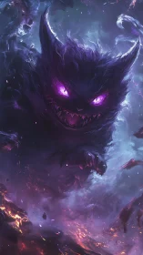 Demonic nebula entity emerges glowing with hostile violet energy