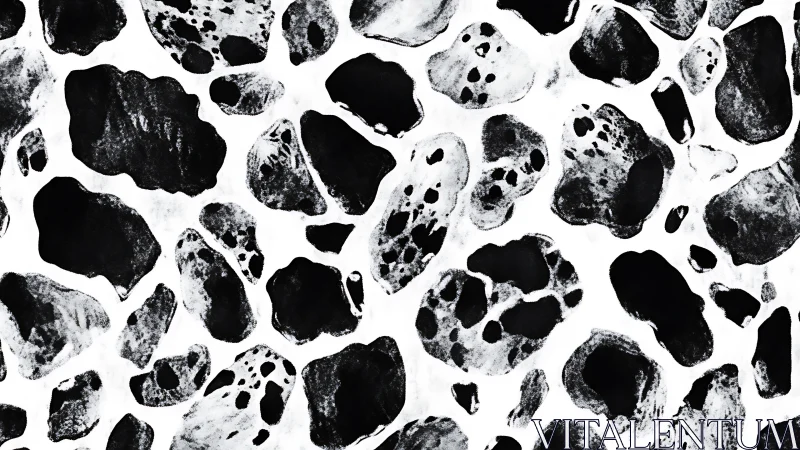 Ink-splattered monochrome cowhide pattern in bold repeat.