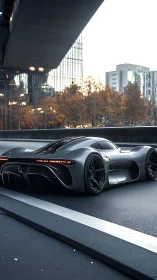 Sleek futuristic supercar glides confidently through the city