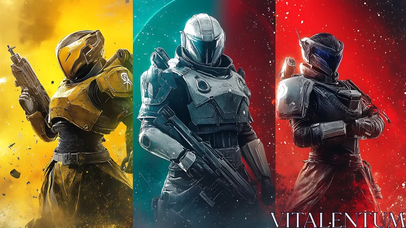 Triadic exo-armor operators in chromatic combat strata.