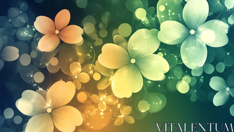 Dreamy Garden: Luminous Flowers in Soft Glow.