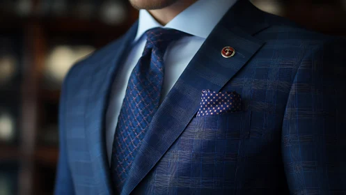 Refined Professional Style: Tailored Blue Suit Details