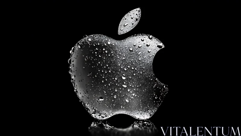Crystalline Apple with Water Droplets Against Black