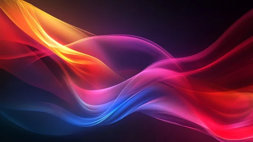 Multicolor translucent light waves on dark gradient background