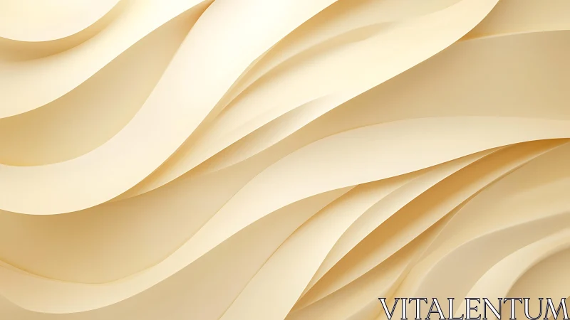 Flowing Cream Abstract Waves in Minimalist 3D Style.