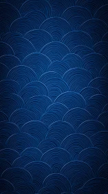 Layered indigo semicircle wave pattern uses dense concentric lines