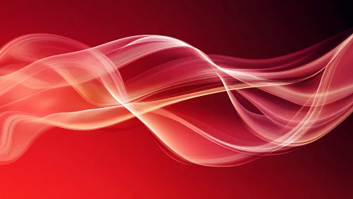 Luminous red wave ribbons flow across deep gradient field