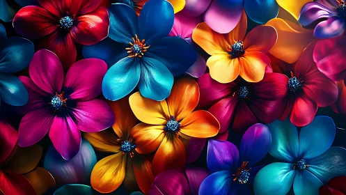 Vibrant Neon Flowers in Bold Spectrum.