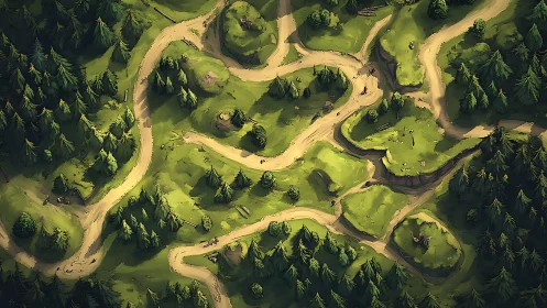 Aerial Orthogonal Survey: Dense Coniferous Forest Parcels with Sinuous Road Infrastructure.