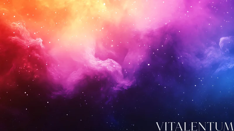 Nebula-like gradient clouds fill a multicolor space scene