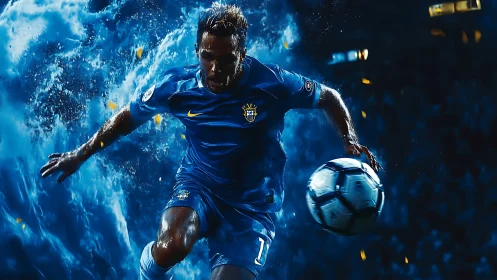 Storm-forged striker sprints through electric blue thunder