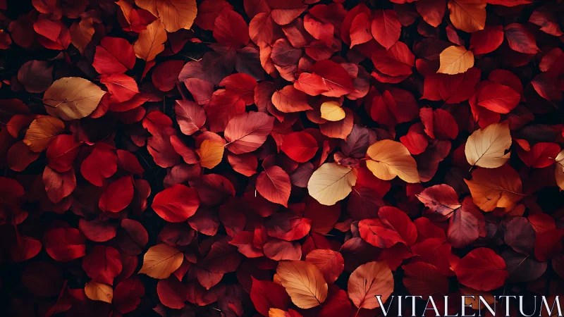 Autumn leaf carpet forms dense, high-contrast chromatic field