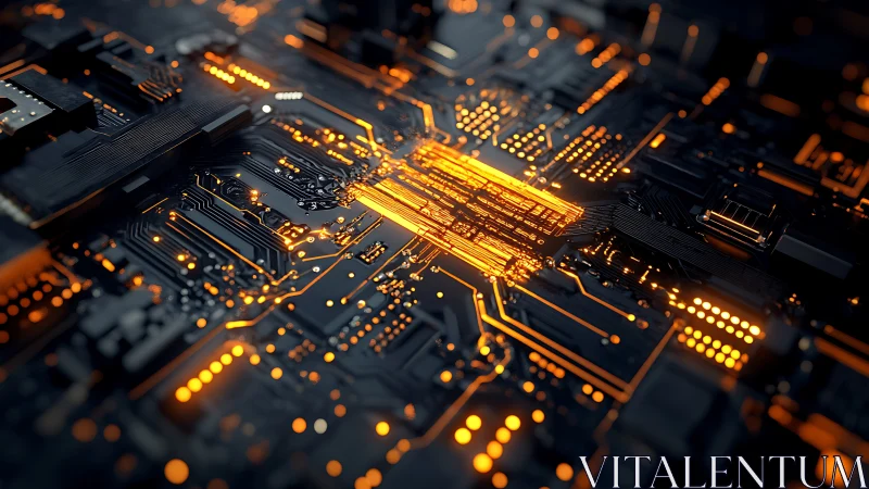 Neon circuitry skyline pulsing with molten data rivers.