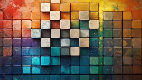 Chromatic gridscape where melting pixels form a quiet skyline.