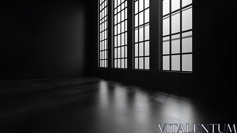 Windowlight quietly sketches geometry across the dark room