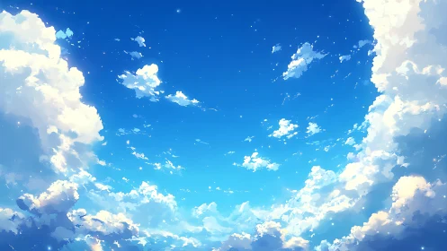 Wide-angle stratocumulus cloudscape rendered in high-chroma digital light