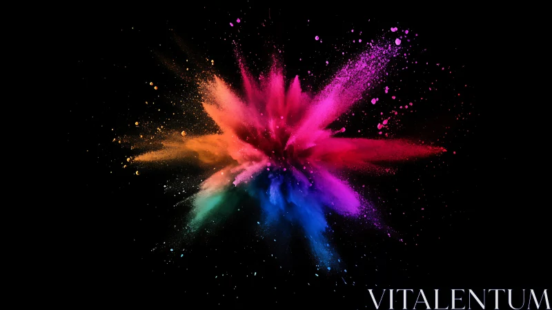 Color dust erupts like a tiny nebula frozen in midnight space