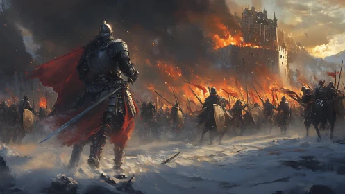 Gallant knight leads a fiery siege on a snowbound castle.