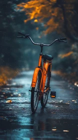 Bright Bicycle in the Rain: A Moment of Color.