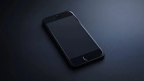 Black Smartphone on Dark Surface Product Shot.