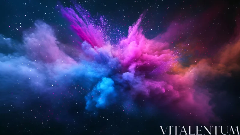 Nebular color cloud expands dynamically across deep space