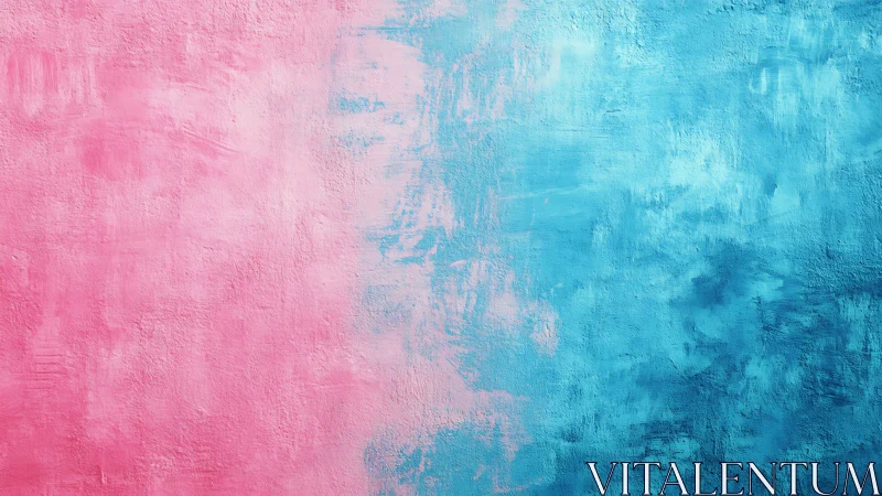 Pink and blue textured wall split into two bold fields.