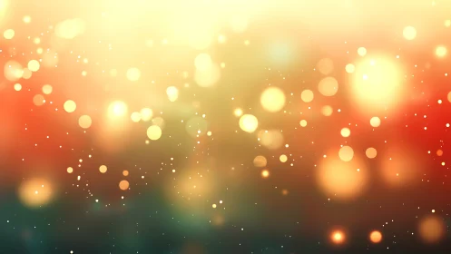 Golden bokeh lights drifting through a dreamy evening glow.
