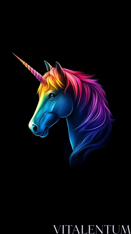 Chromatic unicorn profile with neon spectral gradient detailing.
