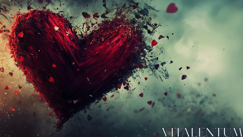 Fragmented Heart Form with Particle Dispersion and Chromatic Gradient Rendering