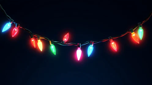 Neon string lights drift across midnight like tiny comets.