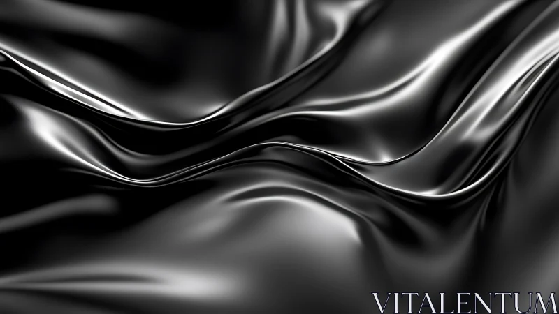 High gloss black silk folds with dynamic specular highlights