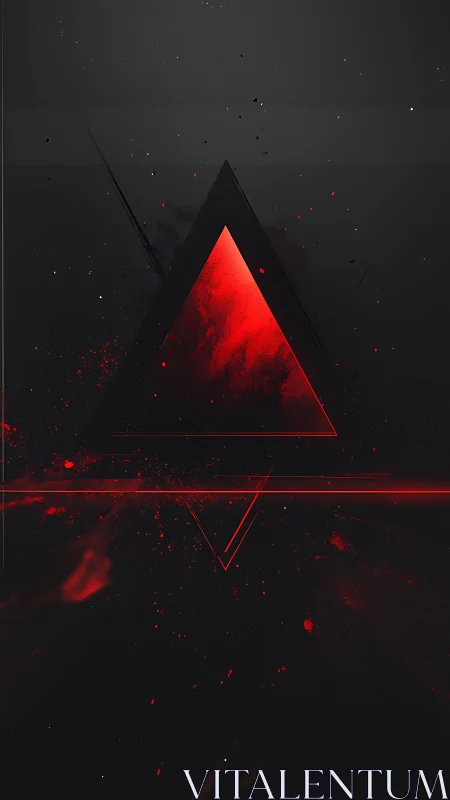 Crimson triangle ignites a dark cosmic field of sparks.