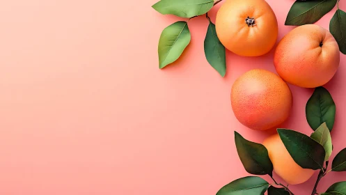 Ripe grapefruit cluster on coral gradient background.