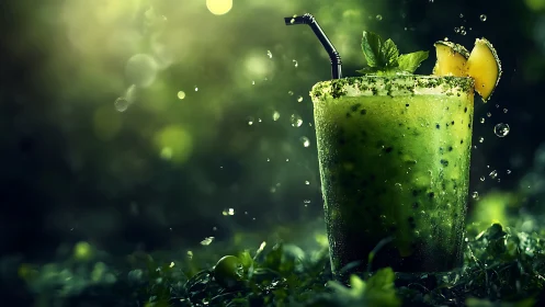 Vibrant Green Mojito Cocktail with Lime Splash.