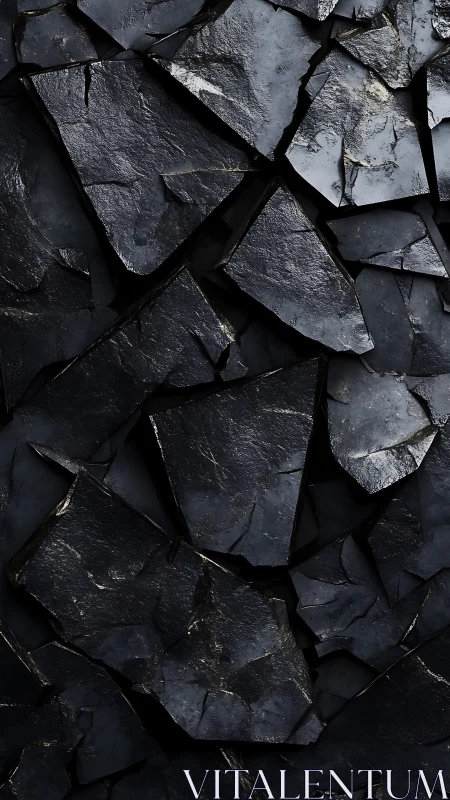 Stacked irregular dark slate fragments in close view.