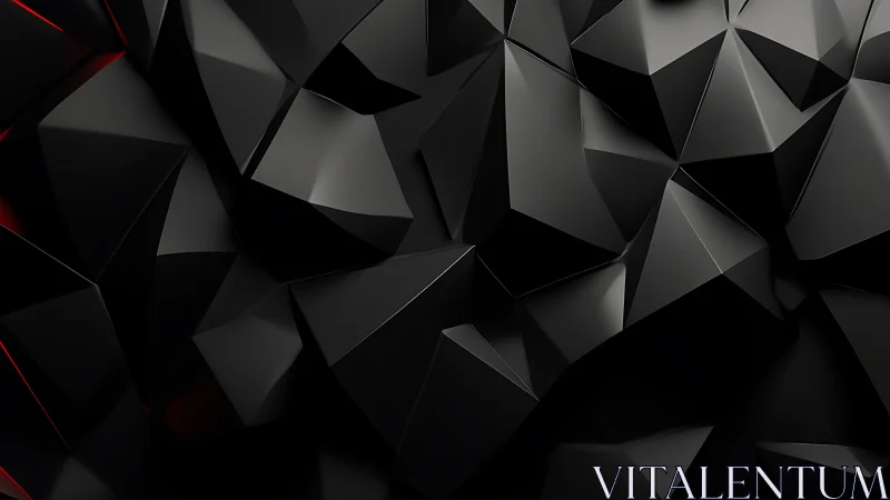 Sharp black polygonal surface with subtle red glow.