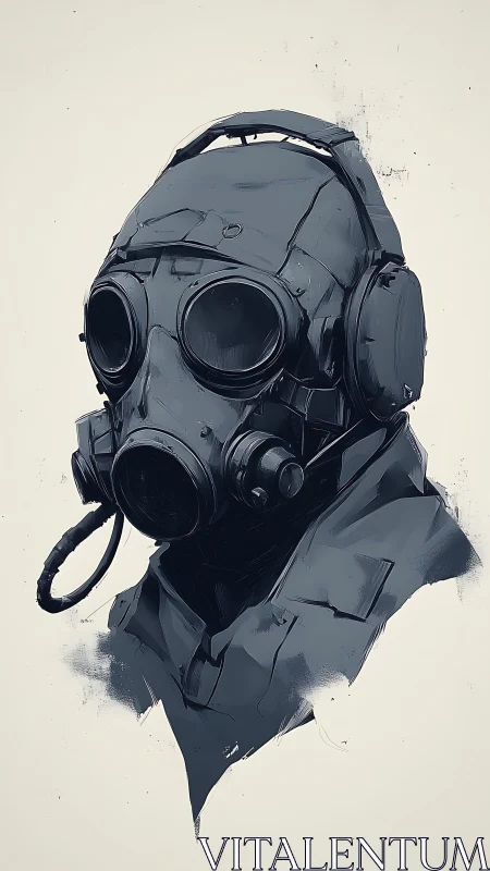 Monochrome portrait of masked figure with tactical headset.