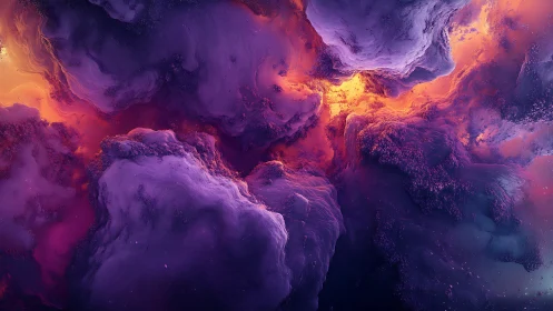 Nebular magma clouds in luminous violet and molten amber.