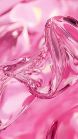 Translucent pink fluid ribbons curve in high-gloss macro abstraction